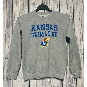 Rally House Kansas Jayhawks Sweatshirt Crew Neck Swim and Dive Men's Small Gray‎